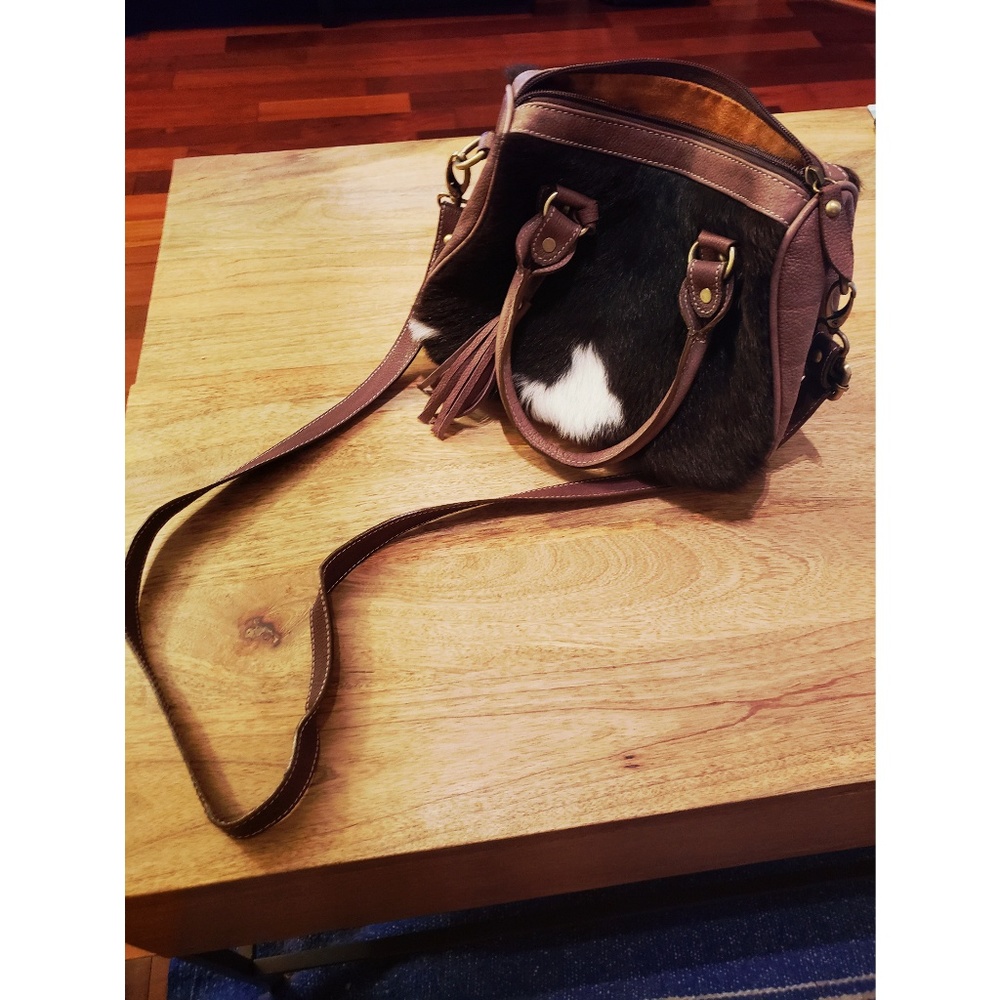 Genuine ALPACA + leather shoulder bag